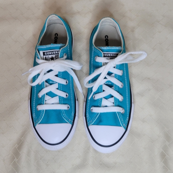 Converse Chuck Taylor teal blue green low top lace up youth kids sneakers size 2 - Picture 9 of 14